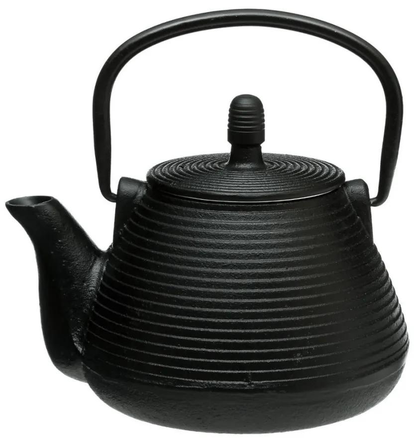 Ceainic din fonta cu infuzor detasabil, Negru, 1 L