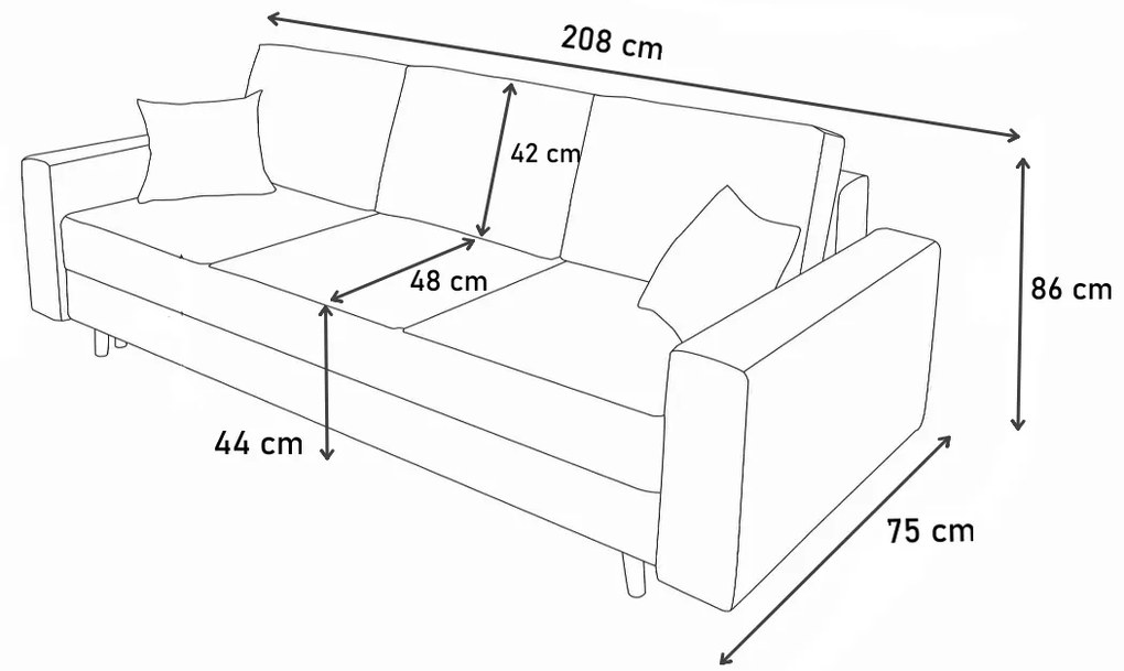 Supermobel Canapea extensibilă TENUS, 86x208x75, Stejar santana/violet (ibiza03/ibiza21)