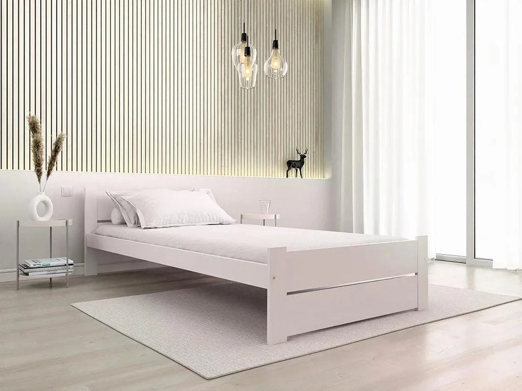 Pat IKAROS DOUBLE 80 x 200 cm, albă Saltea: Saltea Deluxe 10 cm, Somiera: fara somiera
