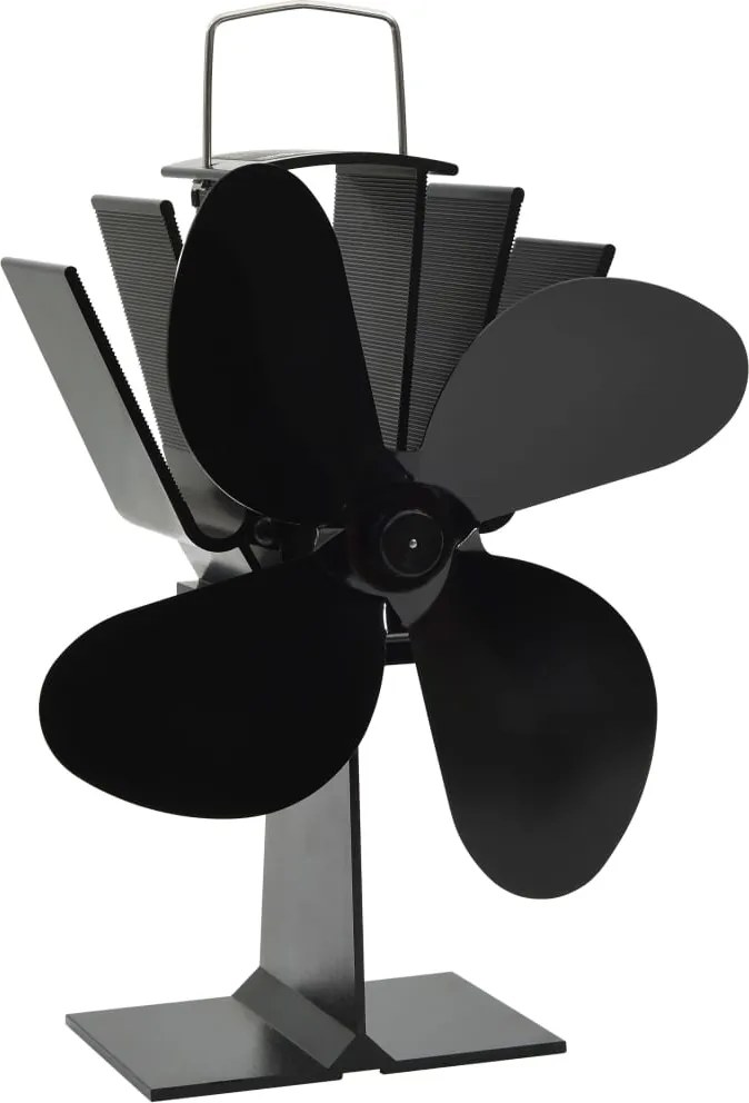 vidaXL Ventilator de sobă cu alimentare termică, 4 palete, negru