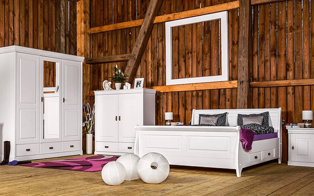 Dulăpior lemn masiv alb Florence, 130 × 50 × 142 cm