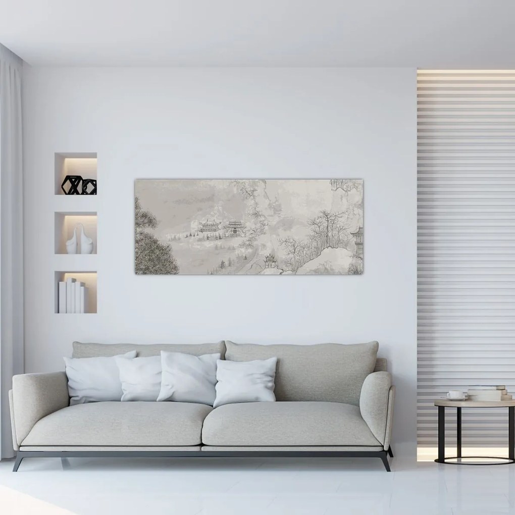 Tablou - Peisaj chinezesc (120x50 cm)