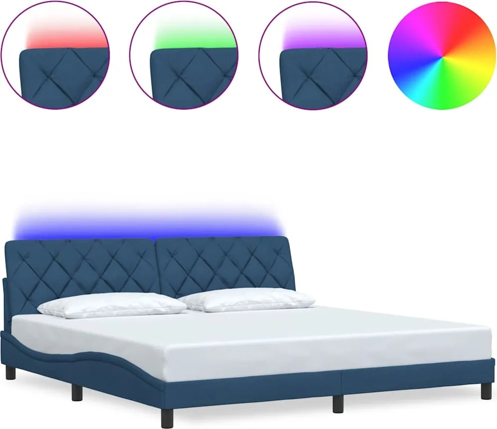 vidaXL Cadru de pat cu LED fără saltea Albastru 200x200 cm Material