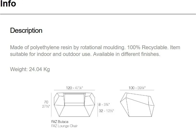Fotoliu lounge design modern, exterior, interior, FAZ LOUNGE CHAIR 54001 Vondom