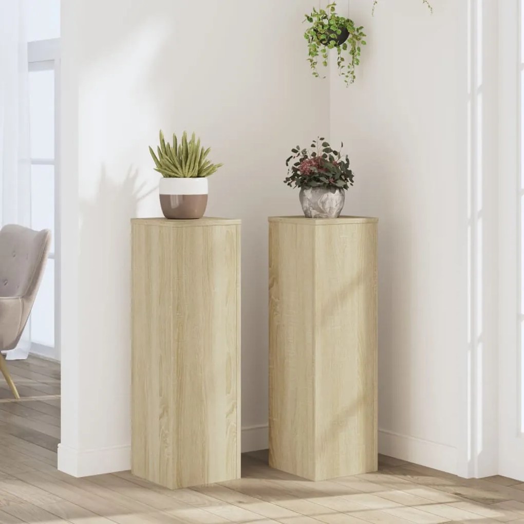 vidaXL Suporturi de plante, 2 buc., stejar sonoma, 25x25x80 cm, lemn