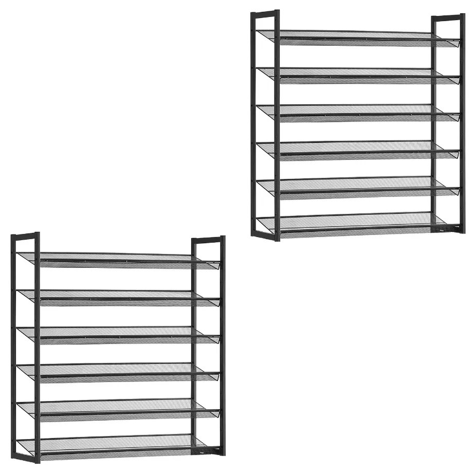 Raft stivuibil pentru încălțăminte IDA, 12 polițe, 92,5x31x223cm, negru Jurhan