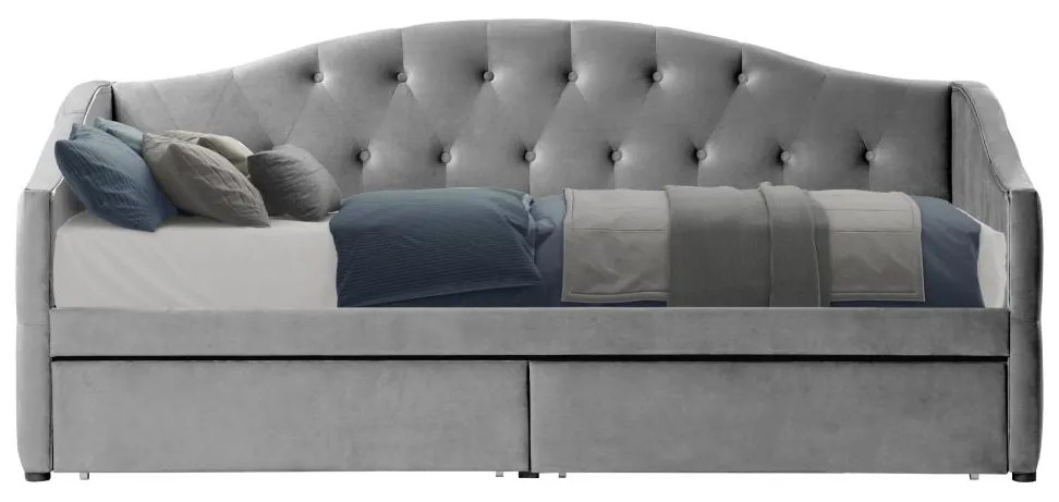 Pat de o persoană (divan) 90 cm Zonas (gri) (cu somieră) (cu sp. depozitare). 1116569