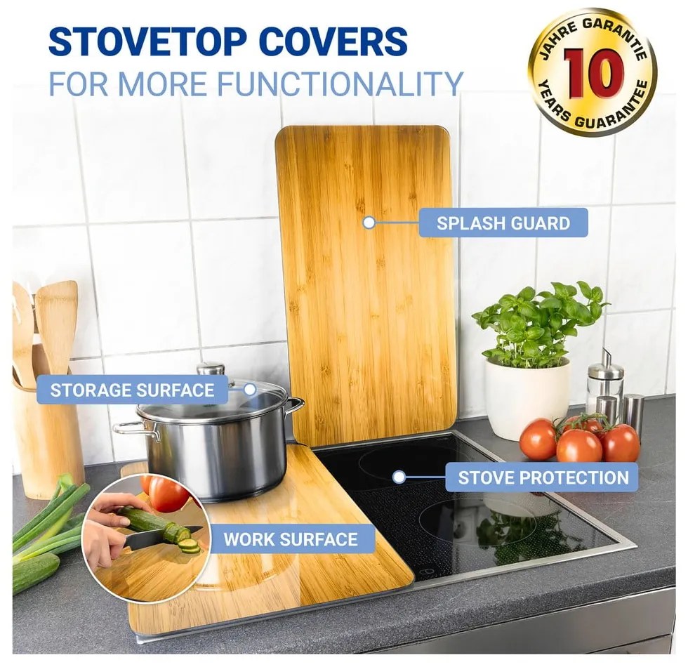 Protecții de aragaz 2 buc. din sticlă temperată 52x30 cm Wooden – Maximex