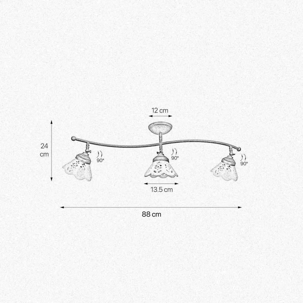Lustra tavan cu 3 abajure din ceramica directionabile Vintage Soul