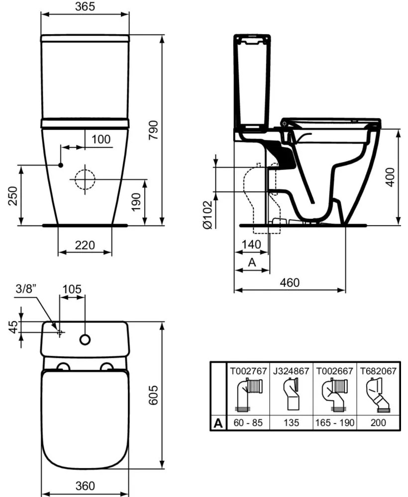 Vas wc stativ rimless plus Ideal Standard i.life S alb lucios