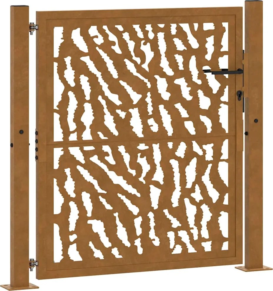 vidaXL Poartă de grădină 100x100 cm, oțel rezistent la intemperii, model cu urme