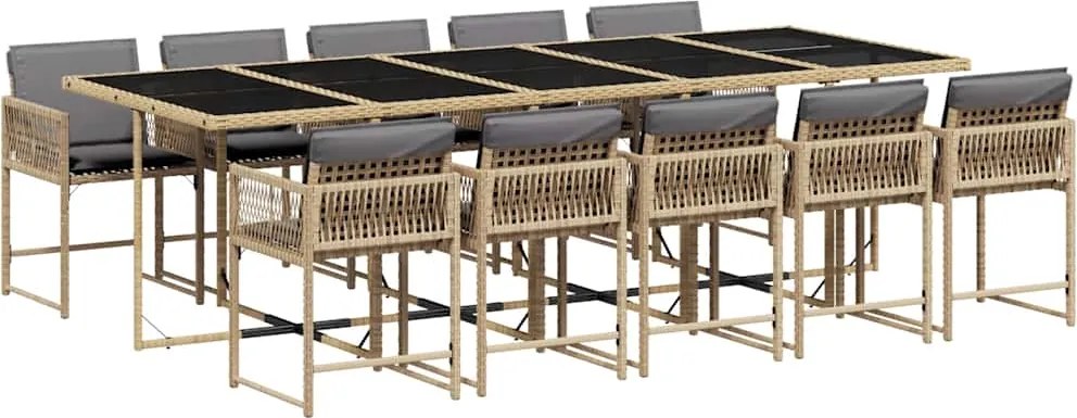 vidaXL Set mobilier grădină cu perne, 11 piese bej combinat poliratan