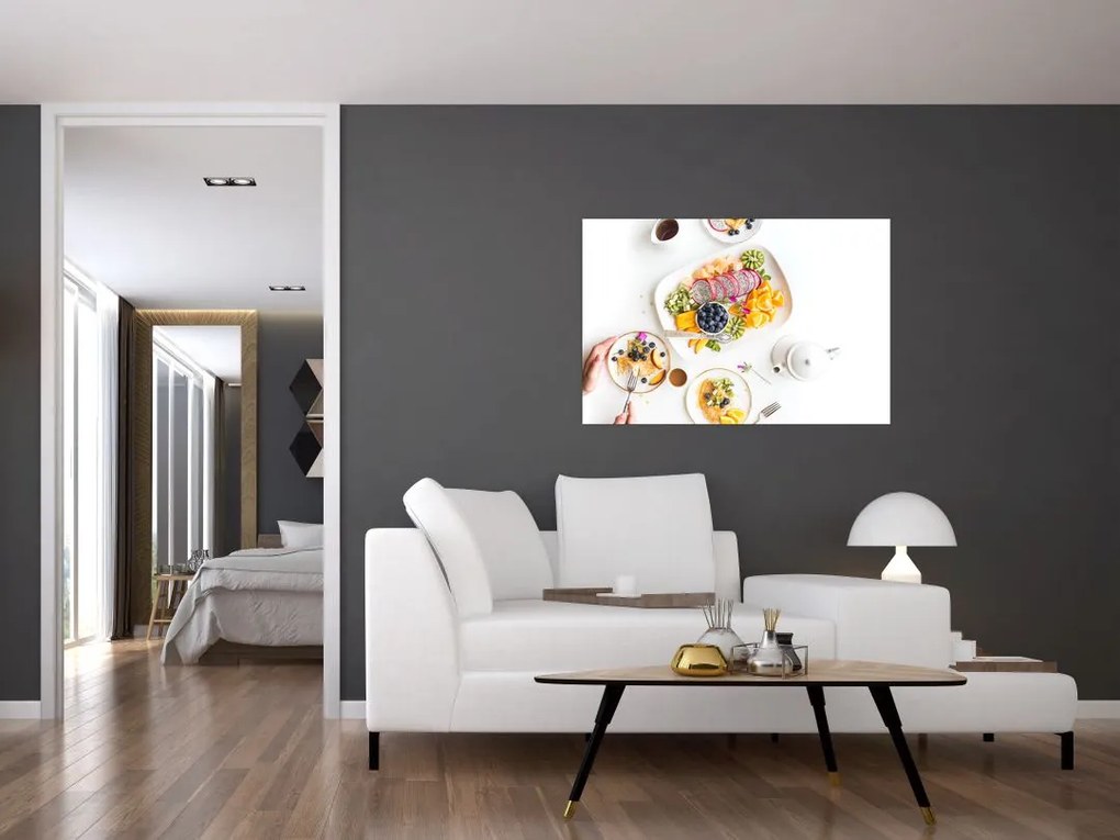Tablou cu farfurie cu fructe pe masă (90x60 cm)