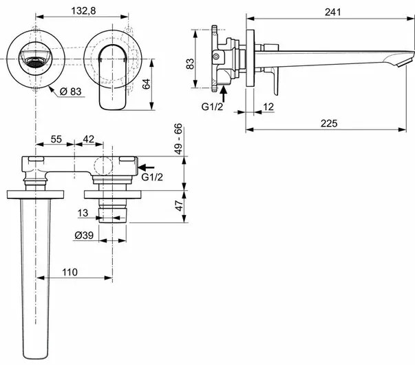 Baterie lavoar Ideal Standard Connect Air pipa 23 cm montaj incastrat