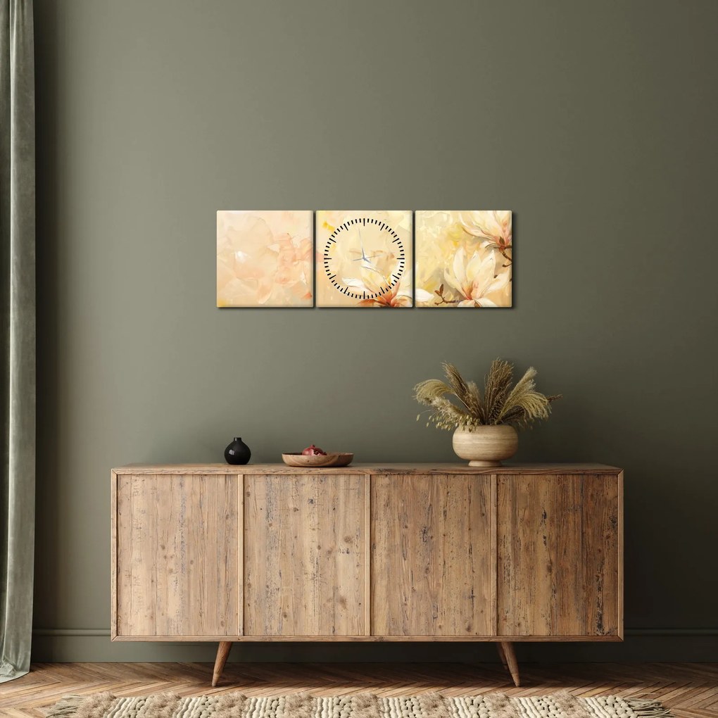 Tablou - Flori (cu ceas) (90x30 cm)