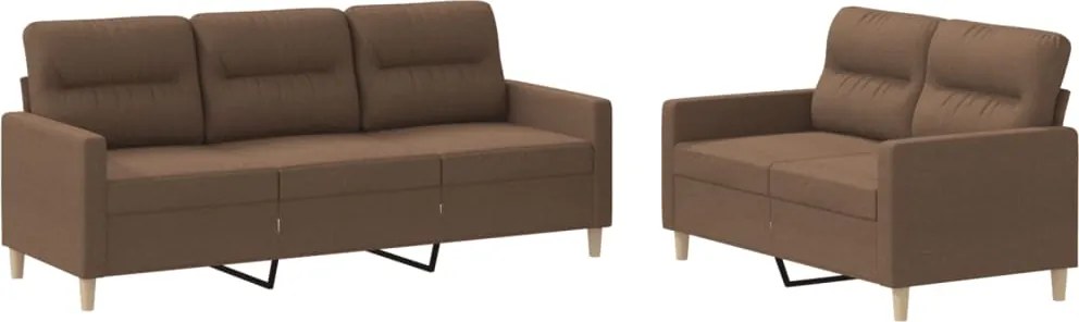 vidaXL Set de canapele cu perne, 2 piese, maro, textil