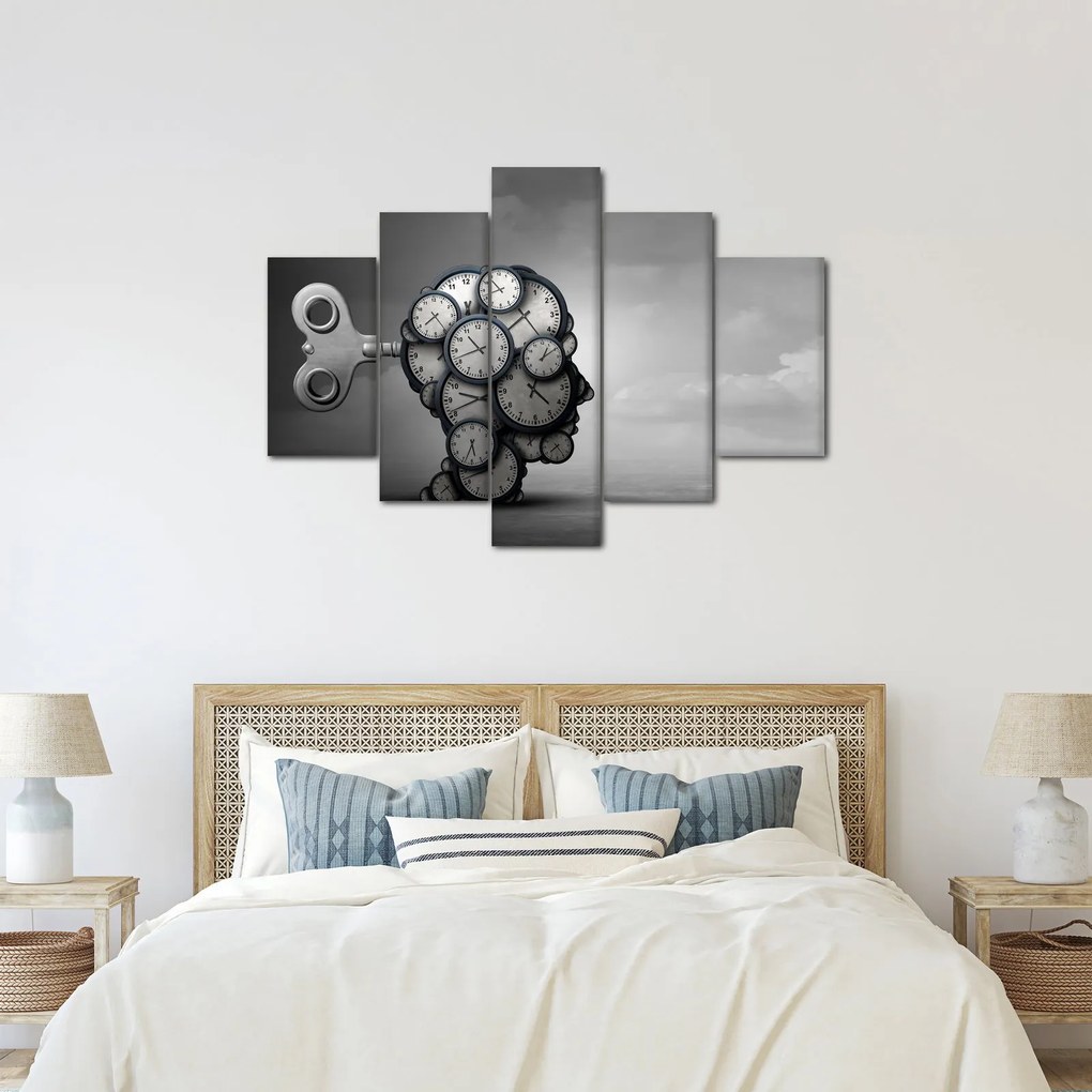 Tablou artistic cu cu cap și ceas (150x105 cm)