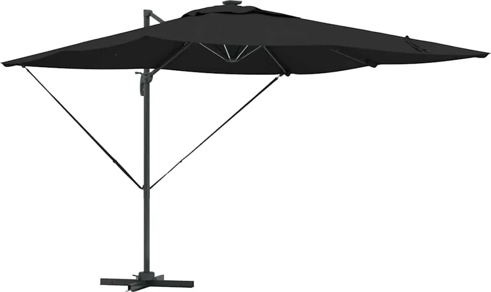 vidaXL Umbrelă de soare Negru 286 x 284 x 270 cm Aluminiu și poliester