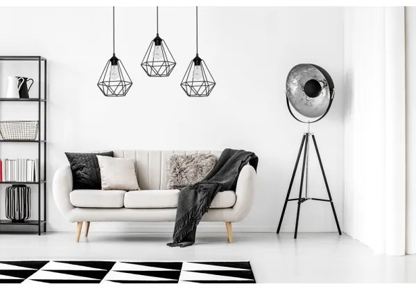 Lampă suspendată BASKET 3xE27/60W/230V negru
