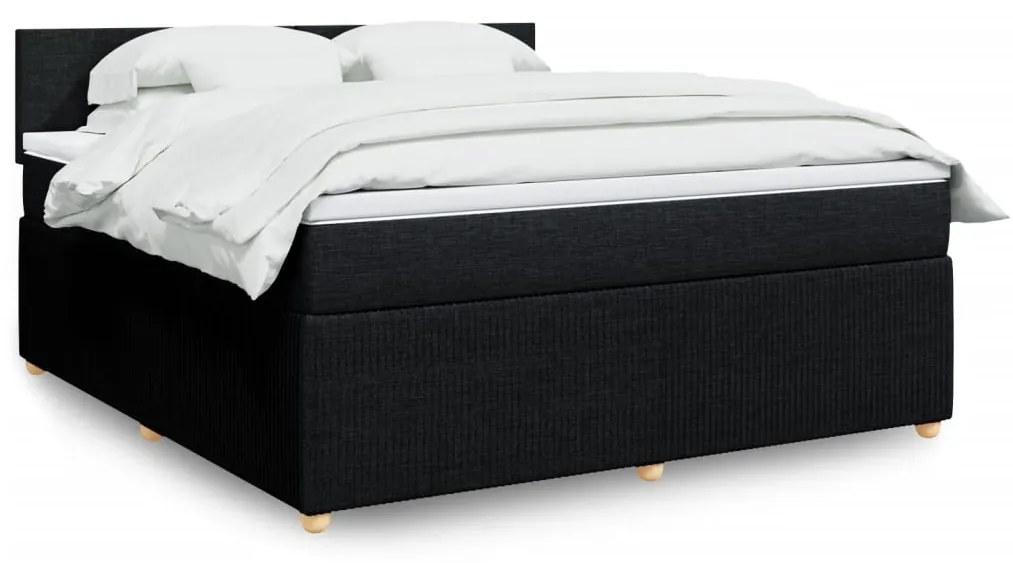 3287530 vidaXL Pat box spring cu saltea, negru, 180x200 cm, catifea