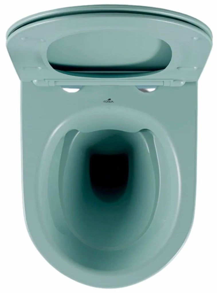 Set vas wc suspendat, verde turcoaz, mat, rimles , capac softclose, Rotund, Foglia Oslo Turcoaz