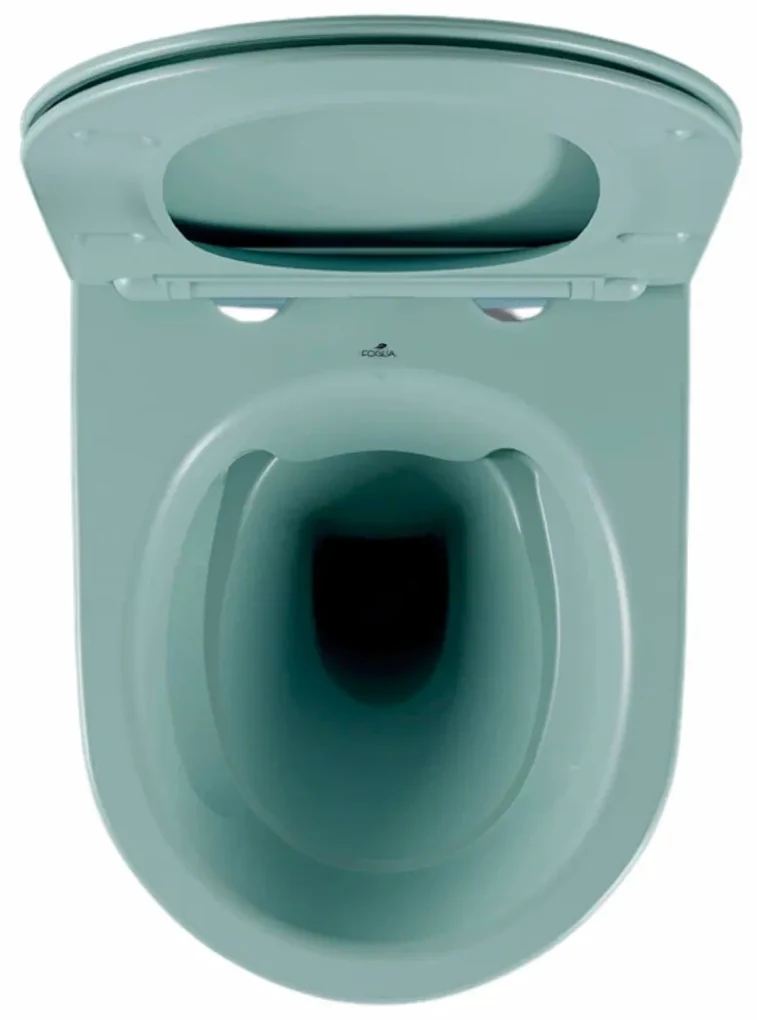 Set vas wc suspendat, verde turcoaz, mat, rimles , capac softclose, Rotund, Foglia Oslo Turcoaz