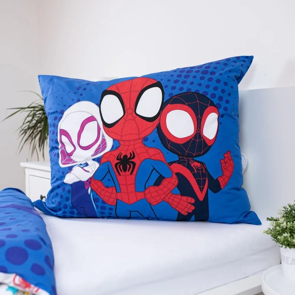 Lenjerie de pat pentru copii albastră din bumbac pentru pat de o persoană 140x200 cm Spidey – Jerry Fabrics