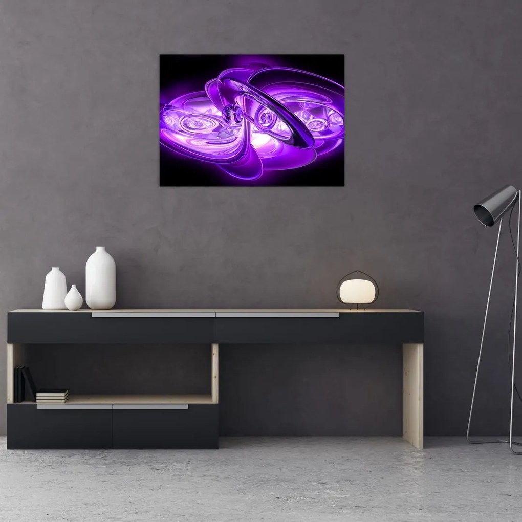 Tablou pe sticlă fractalilor în violet (70x50 cm)