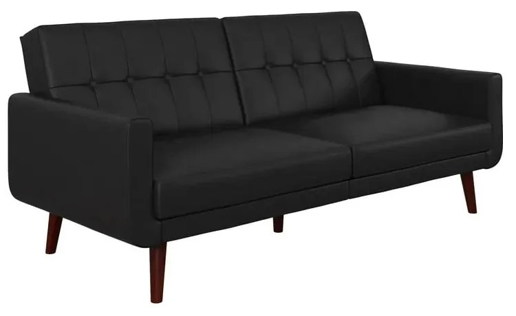 Canapea neagră extensibilă cu tapițerie din imitație de piele 200 cm Nola – Støraa