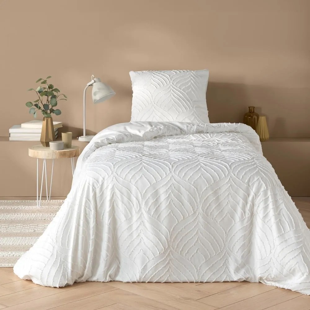 Lenjerie de pat albă din microfibră pentru pat de o persoană 140x200 cm Heltie – douceur d'intérieur