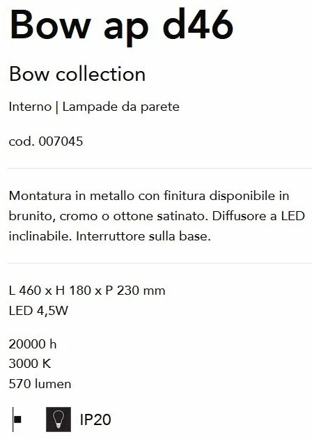 Aplica de perete LED Bow ap d46 crom