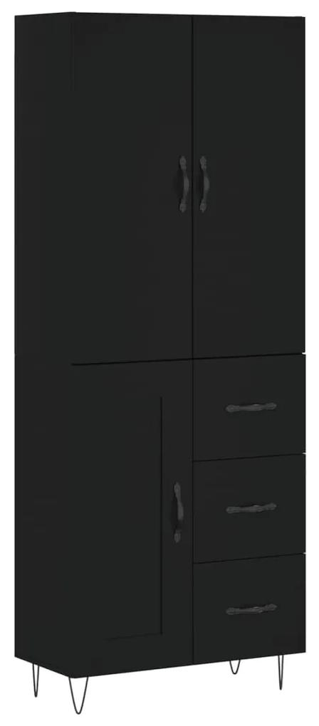 3198106 vidaXL Dulap înalt, negru, 69,5x34x180 cm, lemn compozit