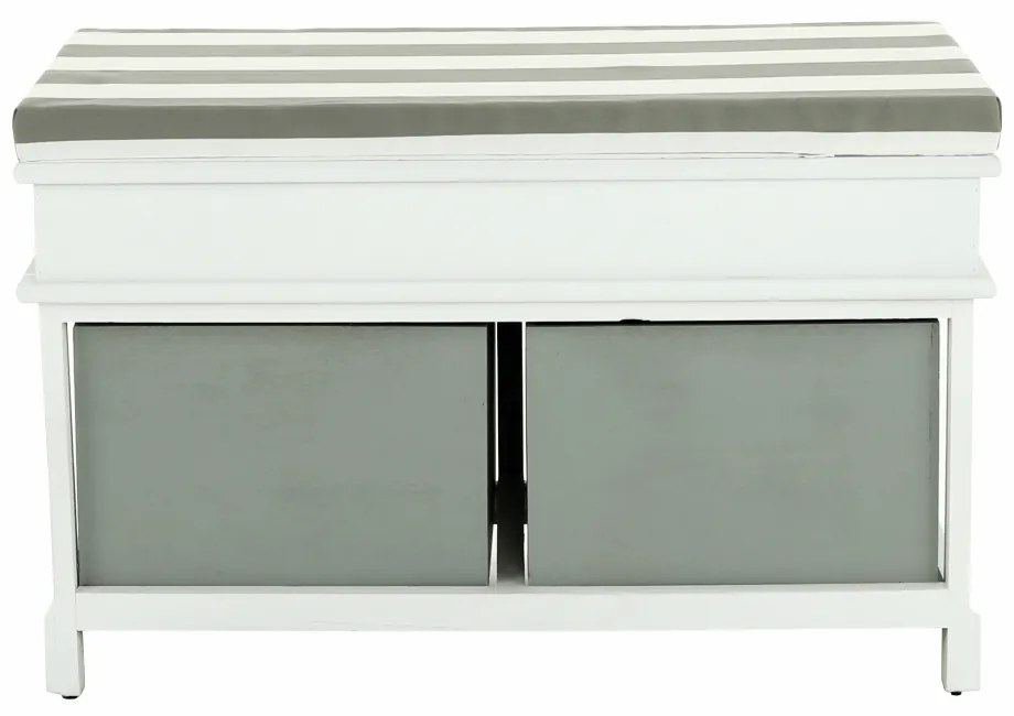 Bancă cu pernă, 2 sertare, alb/gri, SEAT BENCH 2 NEW