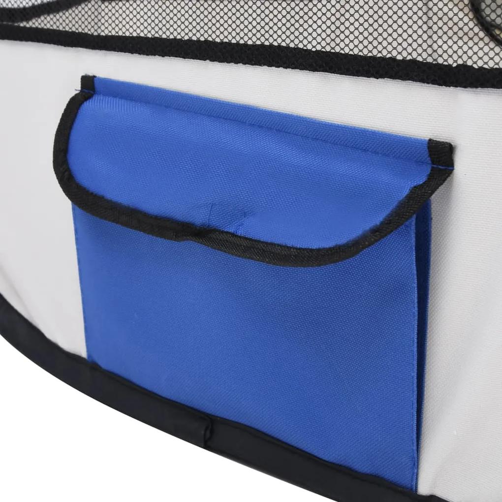 Tarc caini pliabil cu sac de transport, albastru, 125x125x61 cm Albastru, 125 x 125 x 61 cm