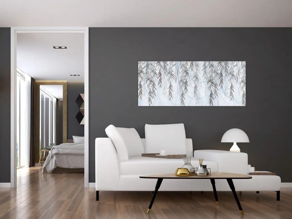 Tablou - Crenguțe de salcie fundal albastru (120x50 cm)