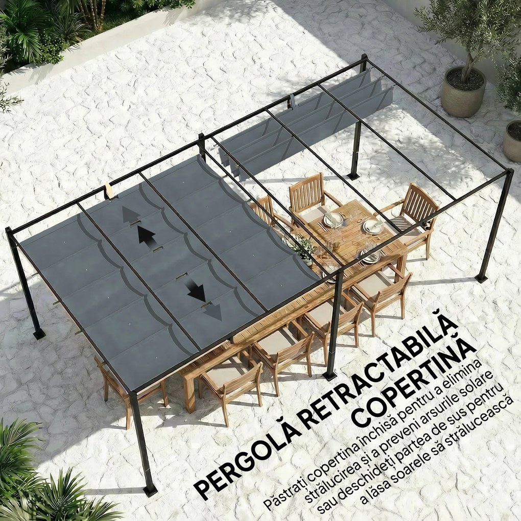 Outsunny Prelată pentru Pergolă cu 10 Orificii de Drenaj, Material Poliester UV30+, Doar Acoperire, 288x298 cm, pentru Pergolă Grădină 3x3m, Bej | Aosom Romania