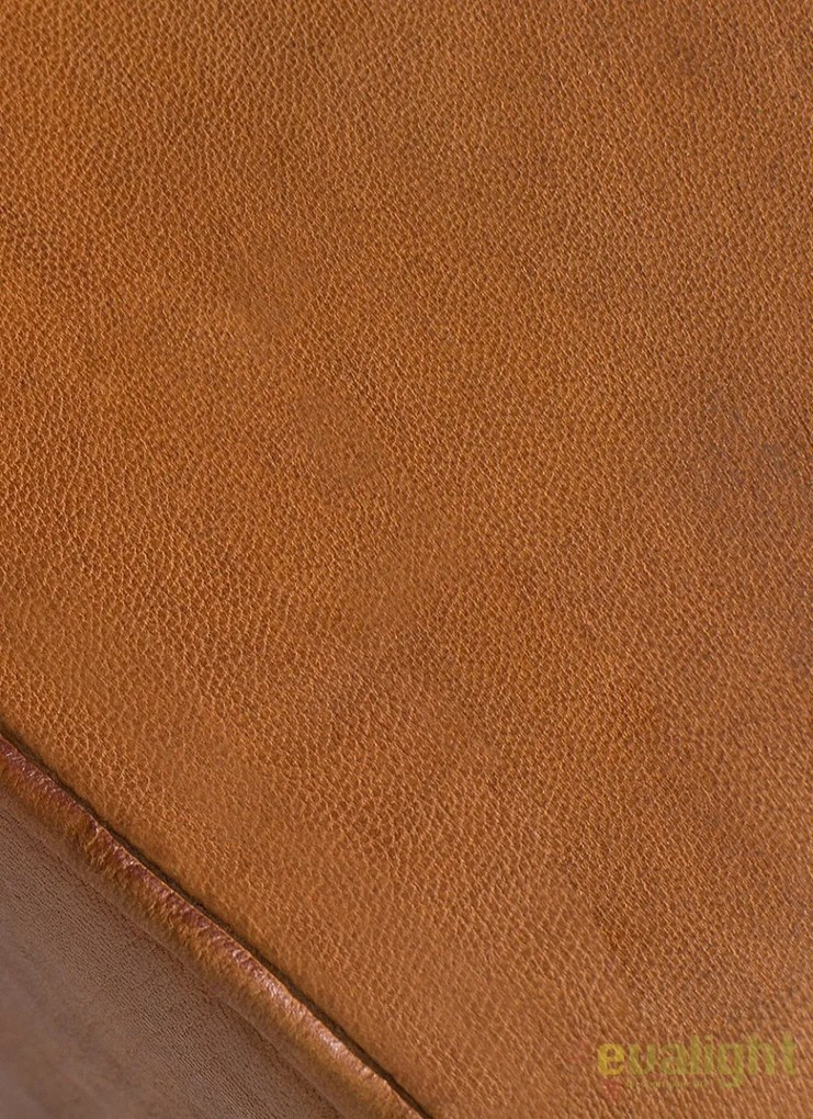 Bancheta cu piele naturala si picioare din lemn de mango Bock Kult