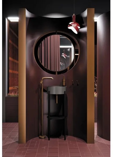 Deante CQS_SU4S - Lavoar pe blat SILIA, Ø 36 cm, granit/gri metalizat