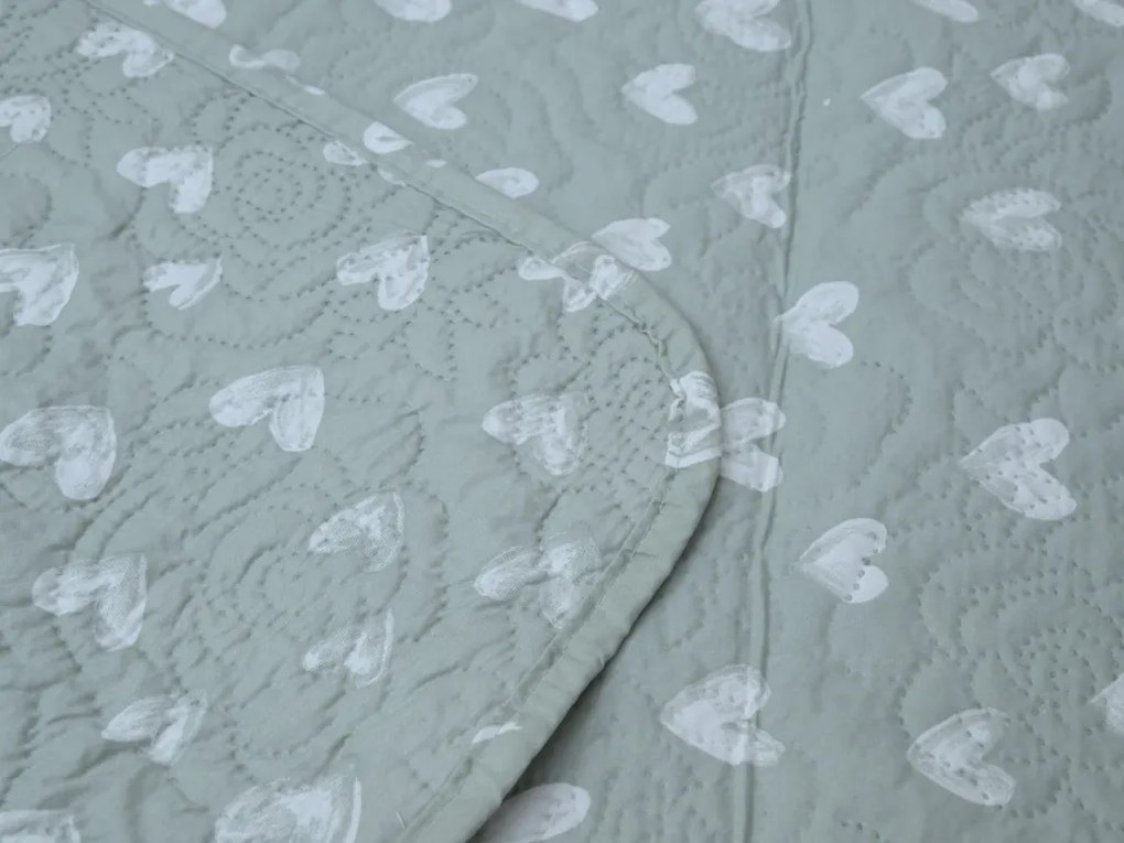 Cuvertura de pat STARS HEARTS, verde Dimensiune: 170 x 210 cm