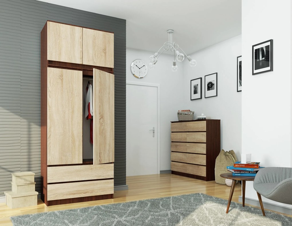 Dulap de haine Sagan (wenge + Stejar sonoma). 1069553