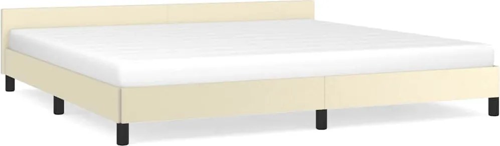 vidaXL Cadru de pat cu tăblie fără saltea, crem, 200x200 cm