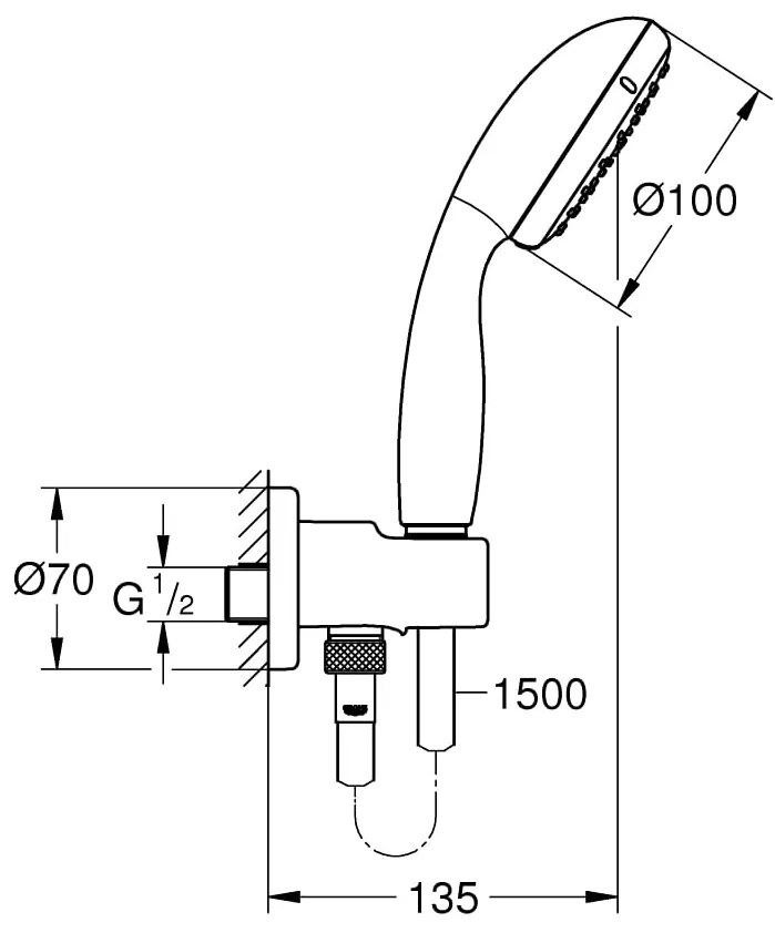 Set dus Grohe New Tempesta 100, 2 jeturi, cot iesire si suport para incluse-26406001