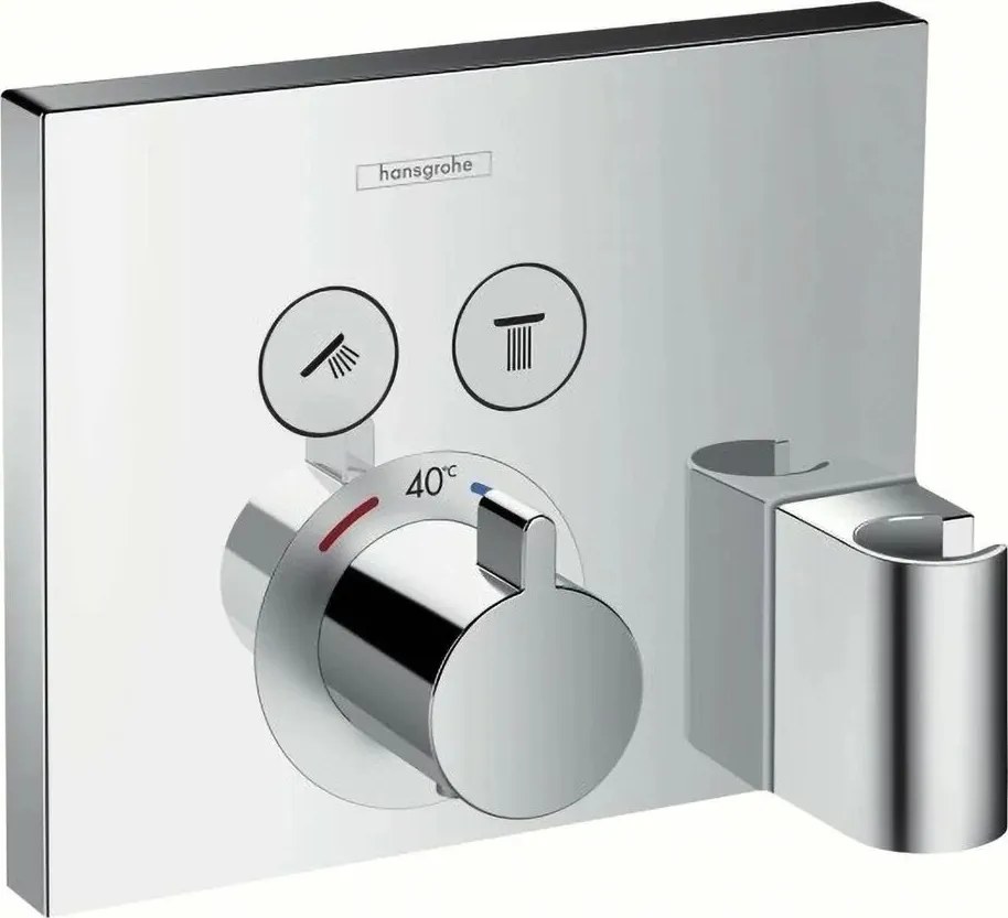 Baterie dus incastrata Hansgrohe ShowerSelect cu 2 functii si porter crom lucios