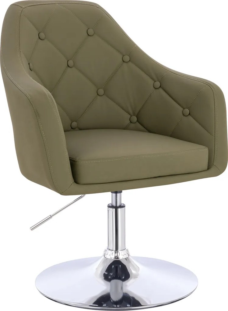 HR831N Scaun Khaki Piele Ecologica Premium Soft cu Bază Cromata