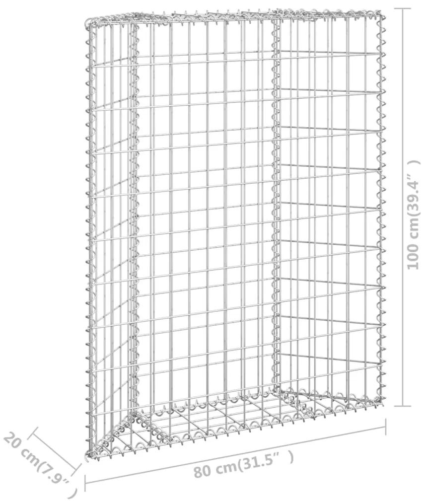 Strat inaltat gabion trapez, 80x20x100 cm, otel galvanizat 1, 80 x 20 x 100 cm