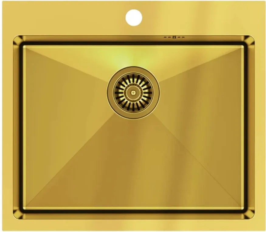 Chiuveta inox incastrata Quadron Unique Russel 110 finisaj auriu 55x48 cm