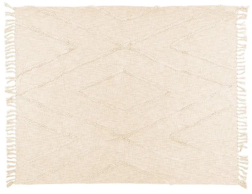 Cuvertură crem din bumbac pentru pat dublu 250x260 cm Sahara - Tiseco Home Studio