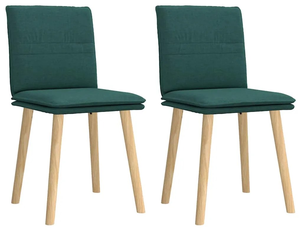 vidaXL Scaune de bucătărie, 2 buc., verde închis, material textil