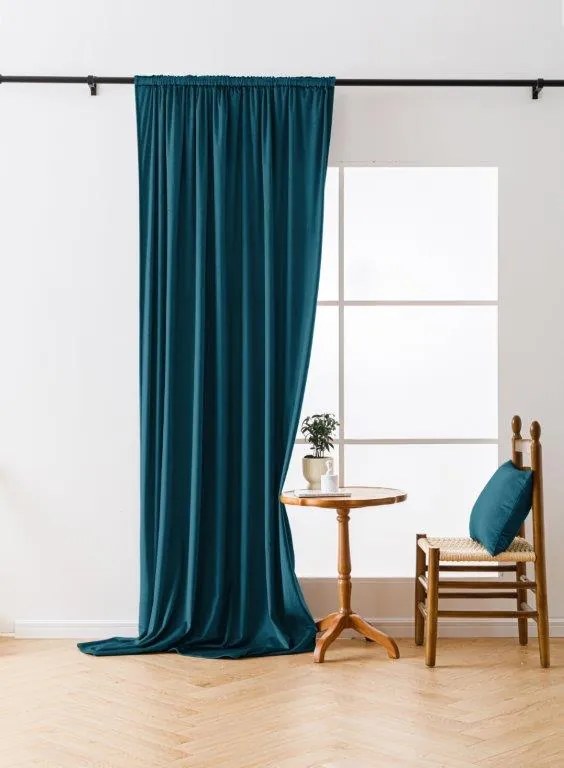 Draperie opaca turcoaz VELVET 135x250 cm Agățat: Rejansa