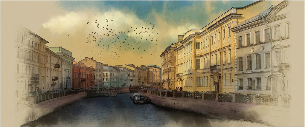 Tablou - Râul Moyka, Sankt Petersburg, Rusia (120x50 cm)